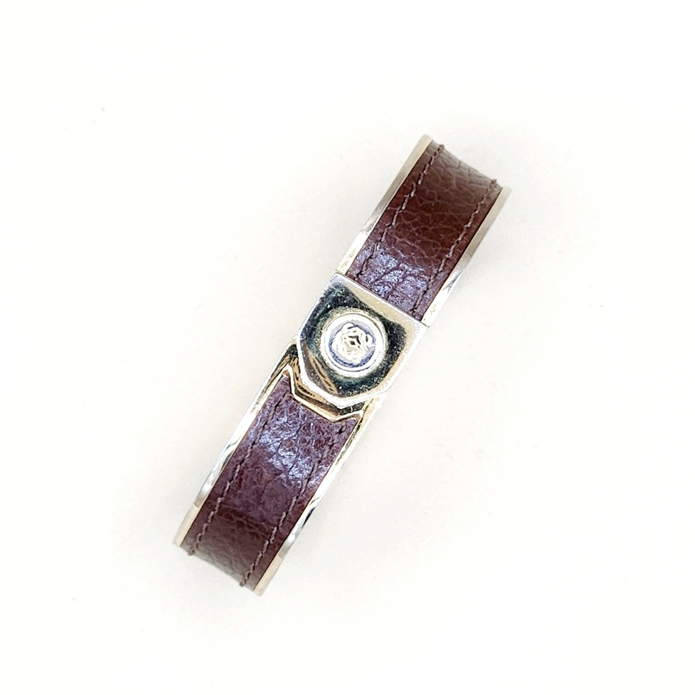 Loewe Vintage Logo Bangle Bracelet-Leather and Gold Plate - Picture 2 of 10